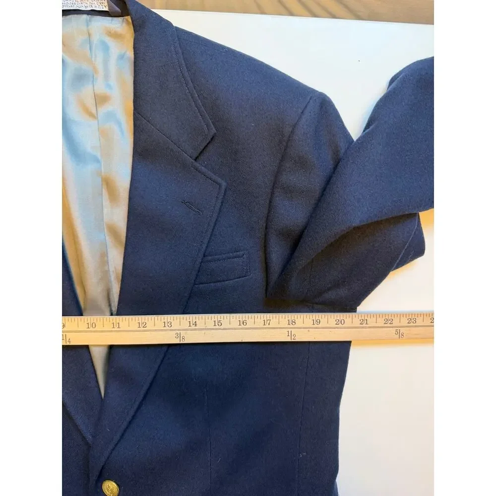 Lands’ End Men’s 38R Navy Blue Wool Blazer Gold Buttons Preppy Trad Ivy League